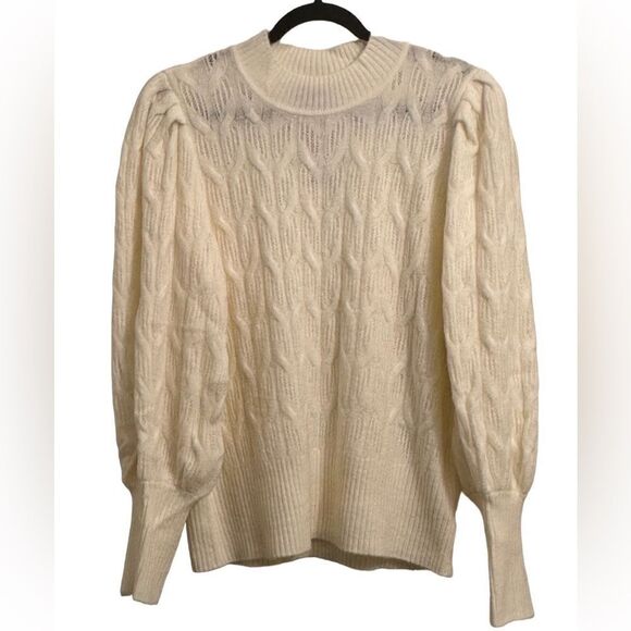 Express XLarge Mock Neck Balloon Sleeves Sweater Color: off white - Picture 1 of 16